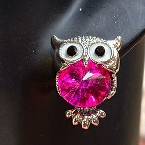 Colorful Crystal Owl Earrings Silver Owl Posts NWT